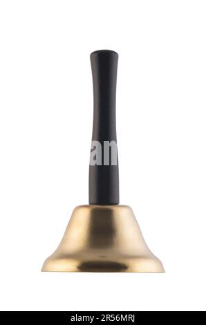 Traditional Santa Claus gold bell isolated on white background with clipping path Stock Photo