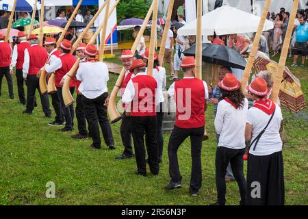 Swiss wrestling festival. gudo. canton ticino. switzerland Stock Photo