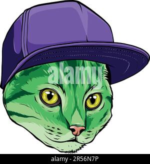 vector illustration of Cat Hat Mascot Logo Design Stock Vector