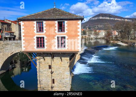 House on old collapsed bridge Stock Photo