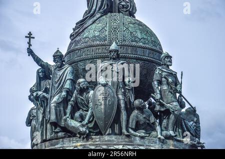 Veliky Novgorod, Russia - 05.10.2021: Monument of the Millennium of Russia (1862), in the Novgorod Kremlin Stock Photo