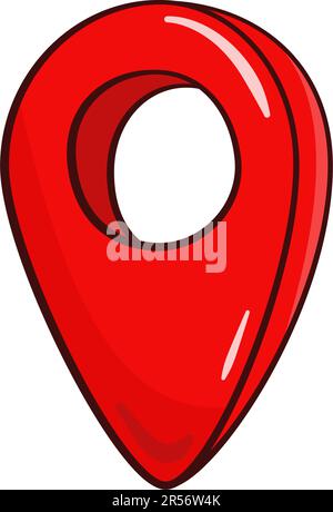 Vector cartoon pin on the map icon in comic style. Map gps sign ...