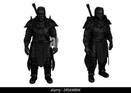 3d rendering medieval knight in strong armor Stock Photo