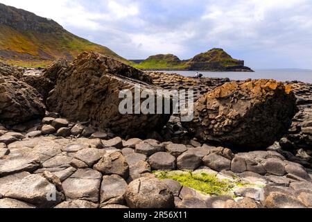 Imposing landscape beauty of the Giant's Causeway, Bushmills, County Antrim, Northern Ireland, a famous UNESCO World Heritage Site. Stock Photo
