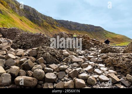 The Giant's Causeway, Bushmills, County Antrim, Northern Ireland, a famous UNESCO World Heritage Site. Stock Photo