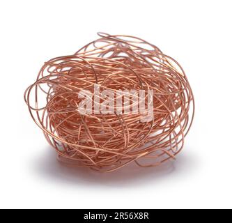 Ball of Copper WIre Cut Out on White. Stock Photo