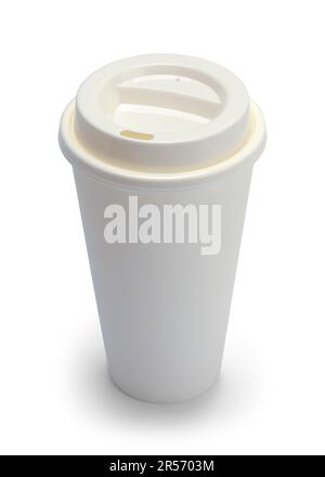 Disposable Coffee Cup Cut Out on White. Stock Photo
