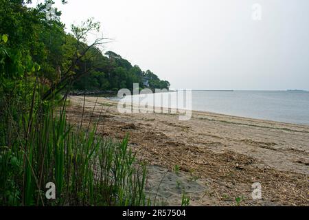 View of Sandy Hook Bay from Henry Hudson Trail at Popamora Point, Altantic Highlands, New Jersey -01 Stock Photo