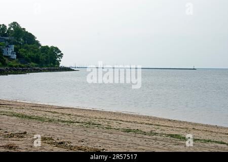 View of Sandy Hook Bay from Henry Hudson Trail at Popamora Point, Altantic Highlands, New Jersey -02 Stock Photo