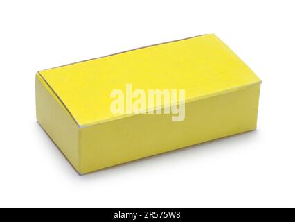 Small Rectangle Yellow  Cut Out on White. Stock Photo