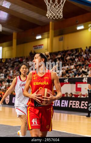 vigo, Spain. May, 26th, 2023. the Spanish team prepares to serve from the baseline. Credit: Xan Gasalla / Alamy Live News Stock Photo