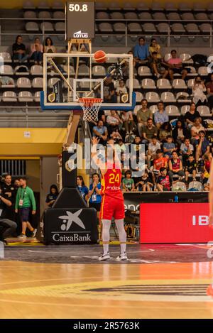 vigo, Spain. May, 26th, 2023. Spanish player Laura Gil makes an extra free throw.  Credit: Xan Gasalla / Alamy Live News Stock Photo