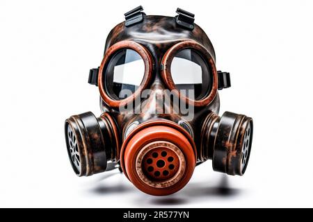 old gas mask on white background Stock Photo