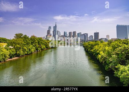 Aerial view of Philadelphia Pennsylvania USA skyline Stock Photo