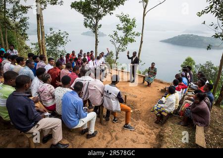 Rwanda. Burera lake. surrounding of Kidaho. Catholic religion ceremony Stock Photo