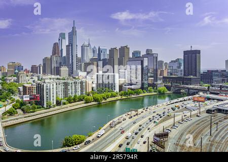 Aerial view of Philadelphia Pennsylvania USA skyline Stock Photo