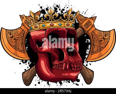 Vector illustration of skull monkey king swith ax Stock Vector