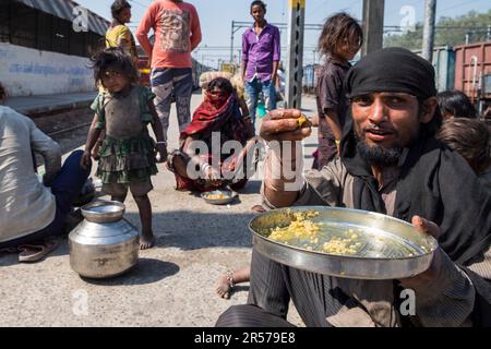 India. Varanasi. railway station Stock Photo