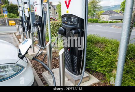 Instavolt, vehicle rapid charging public station at Booths shoppping centre, Kirkby Lonsdale, Yorkshire, England. Stock Photo