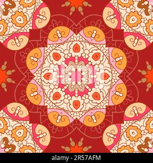 Oriental lace seamless background with circle ornament Stock Vector