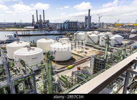 ROTTERDAM - An overview of the Neste refinery on the Maasvlakte. Biodiesel and soon also sustainable jet fuel are produced here. ANP JEFFREY GROENEWEG netherlands out - belgium out Stock Photo