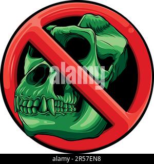 vector illustration of forbidden skull monkey on white background Stock Vector