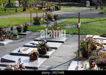 Graves in the Maulbronn forest cemetery, urn graves Stock Photo