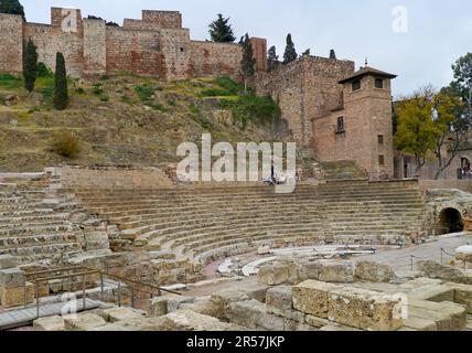 Roman Theatre and Alcazaba in Malaga Stock Photo