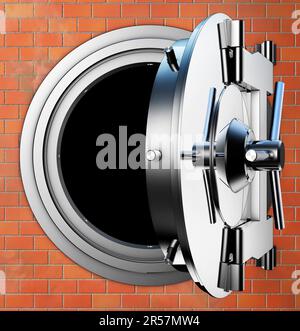 high resolution 3D rendering of a bank vault Stock Photo