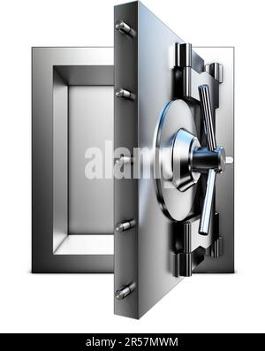 high resolution 3D rendering of a bank vault Stock Photo