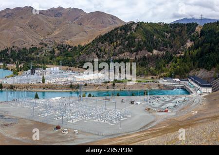 Benmore Power Station on Lake Aviemore in New Zealand Stock Photo