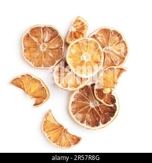 Dried orange fruit slices on a white background, food or Christmas concept, high resolution image Stock Photo