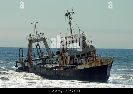 Ship aground. Atlantic ocean. Namibia Stock Photo