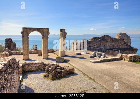 Caves of Catullo, Roman villa, on Lake Garda, Sirmione, Lombardy, Grotte di Catullo, Lago di Garda, Italy Stock Photo