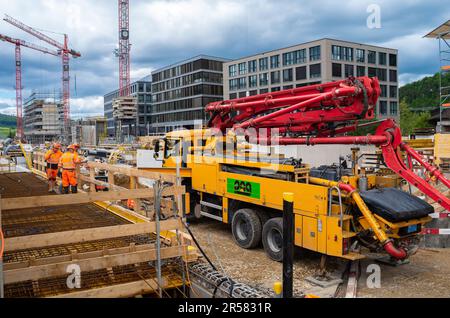 Liestal, Switzerland - May 10, 2023: Construction site at the railway station of Liestal, the capital of the Swiss canton of Basel-Land Stock Photo