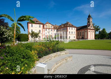 Mainau Castle and Castle Church on the Isle of Flowers, Lake Constance, Baden-Wuerttemberg, Germany Stock Photo