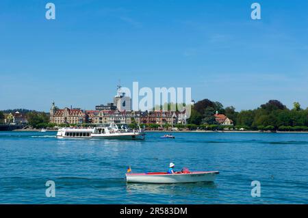 Excursion boat in the harbour of Constance, Lake Constance, Baden-Wuerttemberg, Germany Stock Photo