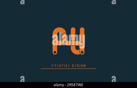 Alphabet letters Modern Creative logo PU , UP Stock Vector