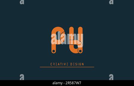 Alphabet letters Modern Creative logo PU , UP Stock Vector
