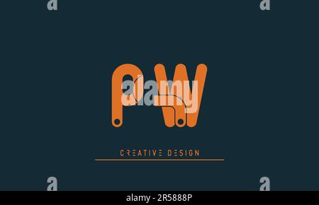 Alphabet letters Modern Creative logo PW , WP Stock Vector