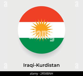 Iraqi Kurdistan flag bubble circle round shape icon vector illustration Stock Vector