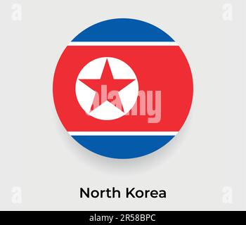 North Korea Map with Round North Korea Flag Pin Pointer on Circular ...