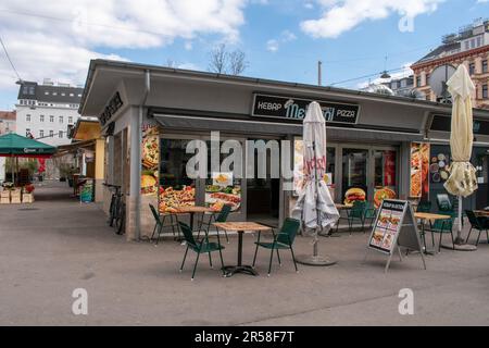 vienna, austria - 5 april, 2023 kebab shop, on the street of vienna (Daily life in Europe) Stock Photo