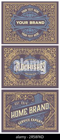 Set of 3 vintage labels for packing Stock Vector