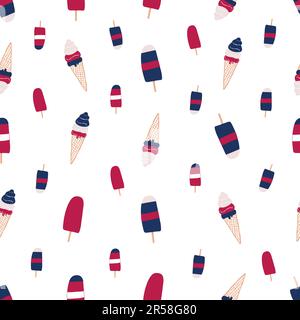 Red and blue colored ice creams seamless pattern Stock Vector