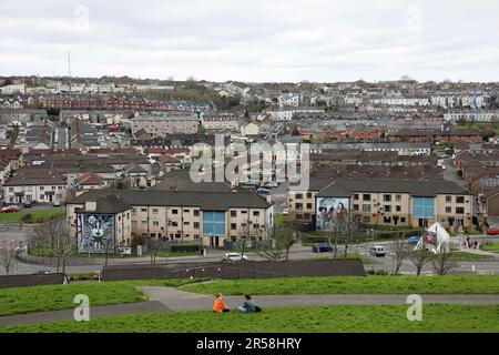 View of the Catholic Bogside neighbourhood in Londonderry Stock Photo