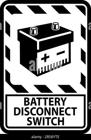 Battery Disconnect Switch Sign On White Background Stock Vector