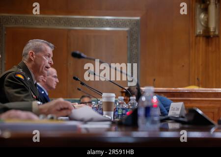 Washington, DC, United States. 01st June, 2023. General Daniel R. Hokanson, Chief, National Guard Bureau testifies during the Senate Appropriations C Subcommittee on Defense hearings to examine proposed budget estimates and justification for fiscal year 2024 for the National Guard and Reserve on June 1, 2023 at the Dirksen Senate Office Building. Photo by Jemal Countess/UPI Credit: UPI/Alamy Live News Stock Photo