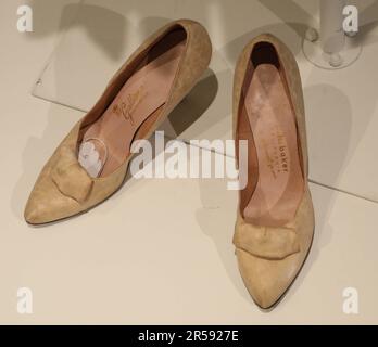 June 1, 2023, New York City, New York, USA: A view of actress Joanne Woodward's wedding shoes seen on display during ''˜The World of Janne Woodward and Paul Newman' preview at Sotheby's New York Luxury Week. (Credit Image: © Nancy Kaszerman/ZUMA Press Wire) EDITORIAL USAGE ONLY! Not for Commercial USAGE! Stock Photo