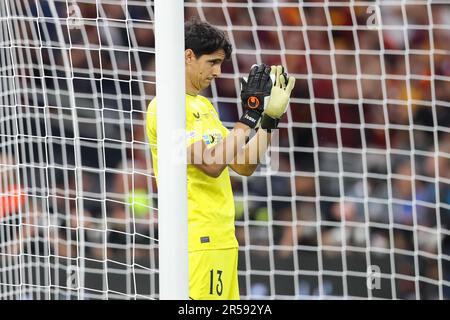 Budapest, Hungary. 31st May, 2023. Bono of Sevilla seen during the UEFA Europa League 2023 Final match between Sevilla and AS Roma at Puskas Arena. Final score; Sevilla 1:1 AS Roma (penalties 4:1). Credit: SOPA Images Limited/Alamy Live News Stock Photo